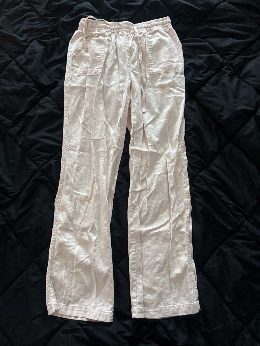{CATO} Baby Pink Drawstring Linen Blend Beach Pants
